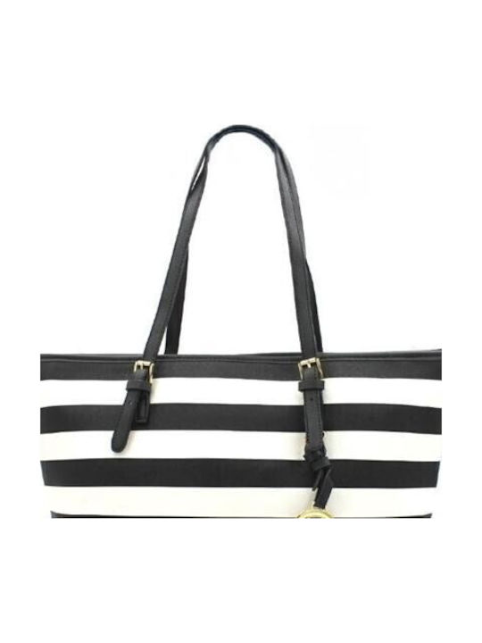 0160022 Schultertasche Schwarz-Weiß