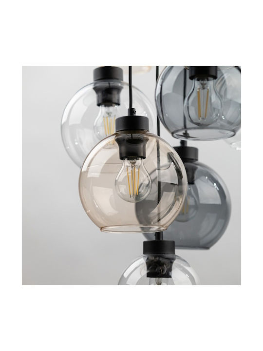 TK Lighting Cubus Pendant Light Black for 9 Bulbs E27 58cm
