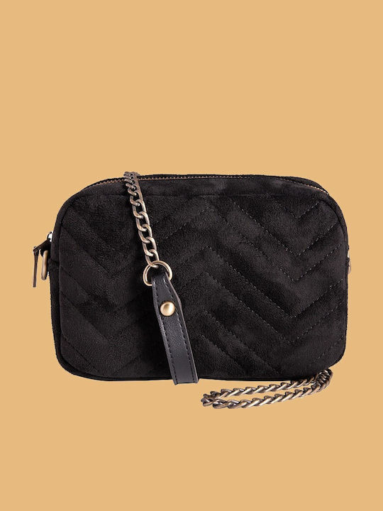 Suede Handtaschen und Damentaschen Crossbody Kette 196663 Vstore Schwarz