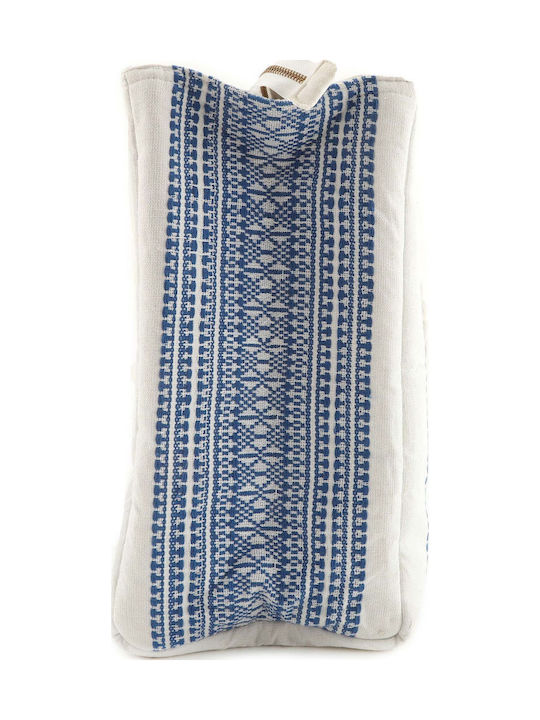 Τσάντα Ώμου Marilou Cotton Woven Bag 53×37×22cm Bds-1842-white-blue Γυναικείο