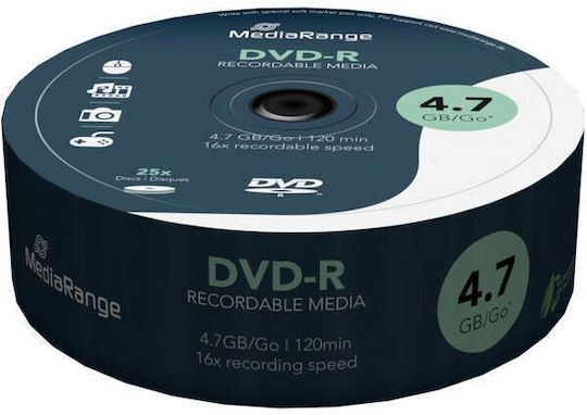 MediaRange Εγγράψιμα DVD-R 16x 4.7GB Cake Box 25τμχ