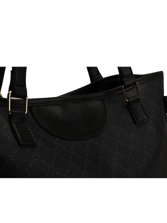 Shopper Handtasche Lucky Bees 355 V2 Schwarz Grau Kunstleder 50x15x28 cm 671lkb1521