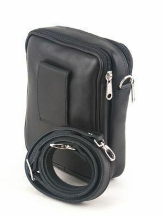 Kouros Leder Herren Schultertasche Hüfttasche 120s Schwarz