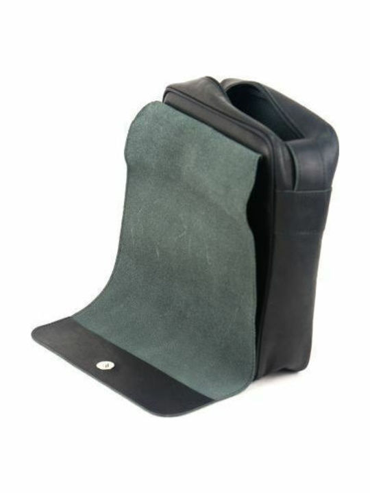 Kouros Leder Herren Schultertasche mit Klappe 15 Schwarz