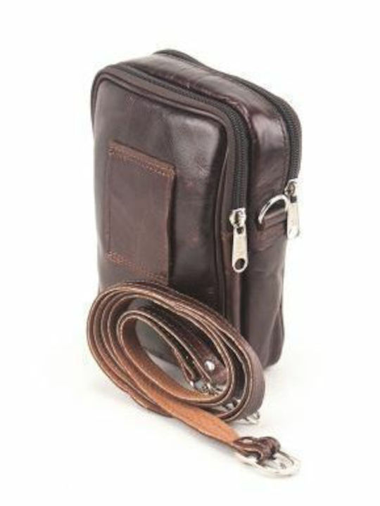 Kouros Leder Herren Schultertasche Taille 120s Braun