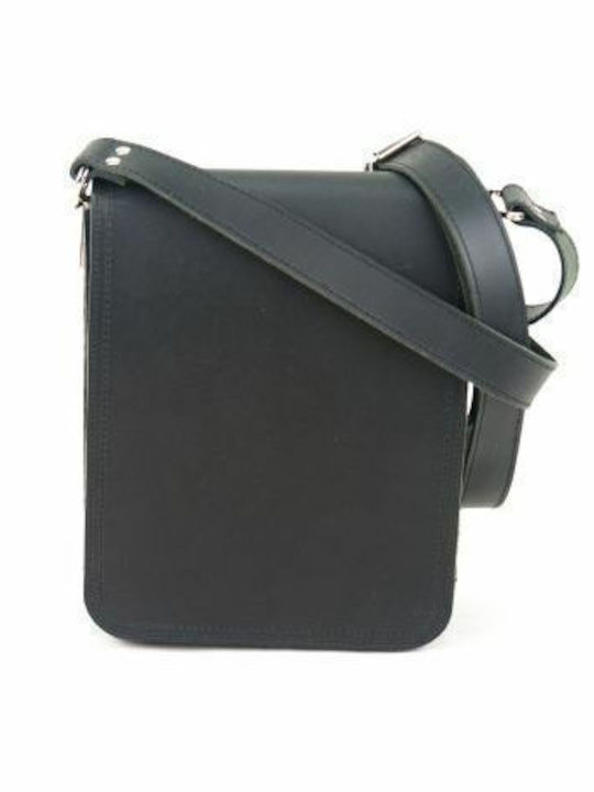 Kouros Leder Herren Schultertasche mit Klappe 323 Schwarz