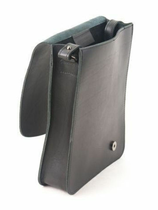 Kouros Leather Men's Shoulder Bag Flap 724 Black