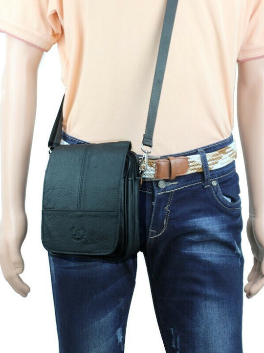 Männliche Tasche Zum Hängen Gürteltasche 15*19*6 Leder Schwarz Tsa.103.02.008 Annie088