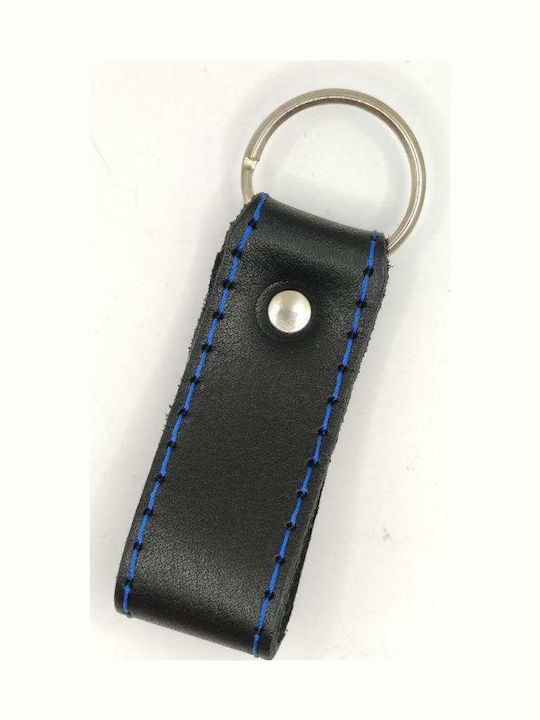 Leather Enamel Keychain Renault Black-Blue 7666-k
