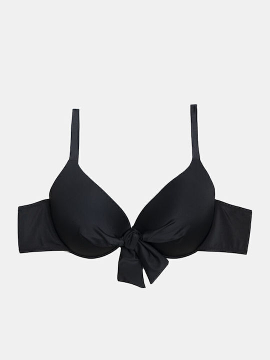 BP-1604 Top De Bikini Sutien Cupe D Negru