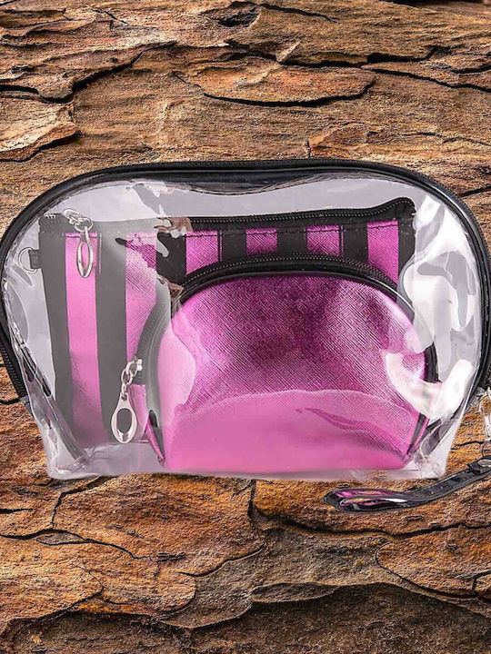 Set 3pcs Toiletry Bags V-store 6725 Fuchsia