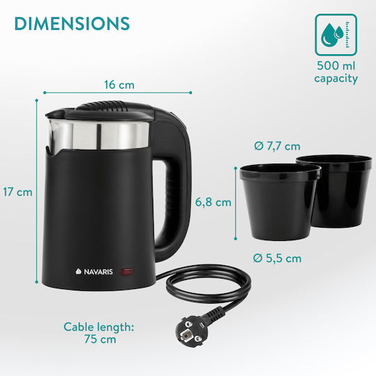 Navaris Fierbător 500ml 1100W Negru