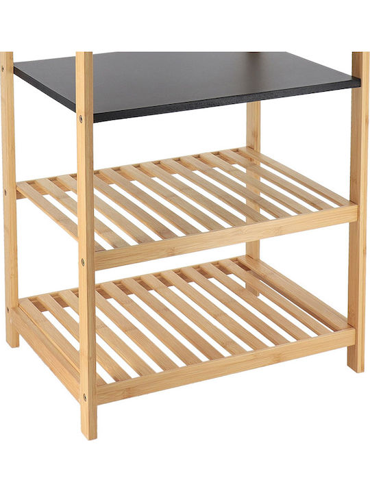 Atmosphera Επιτοίχια Ραφιέρα Μπάνιου Bamboo με 4 Ράφια 43x33x70cm Μαύρη