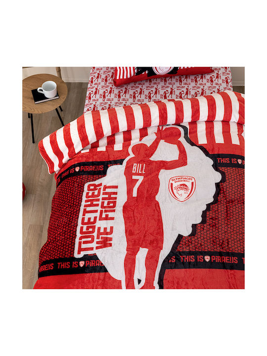 Palamaiki Κουβέρτα Fleece Olympiacos Κόκκινη 160x220εκ.