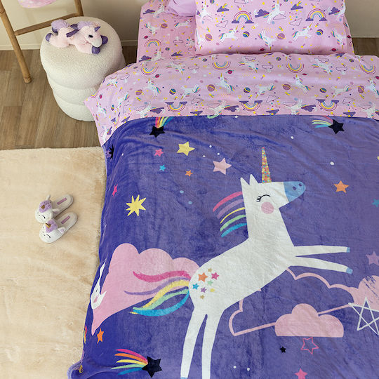 Palamaiki Κουβέρτα Fleece Μωβ 220x160εκ.