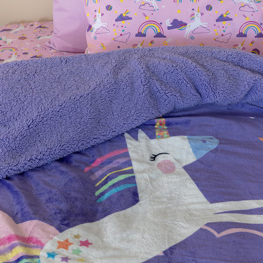 Palamaiki Κουβέρτα Fleece Μωβ 220x160εκ.