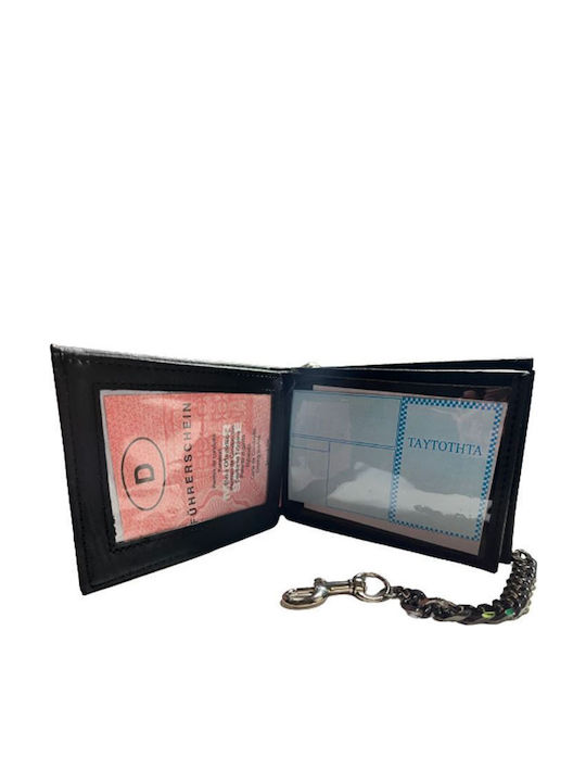 Portofel Bărbătesc Annie Leather Negru Lanț din Oțel