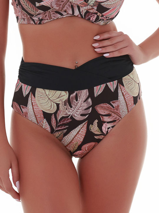Slip Bikini Talie Înaltă Floral