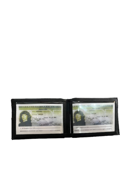 Leder Herrenbrieftasche Schwarz 2 Fächer Ausweis