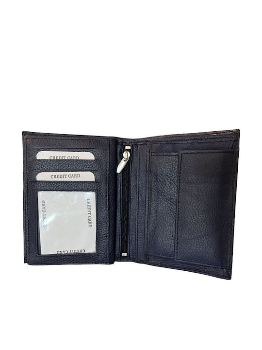 Herrenbrieftasche Vertikal Gts Moda Italia 100% Echtes Leder Blau