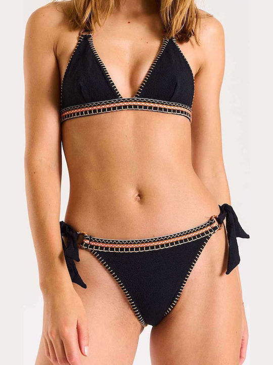 Sima Santany Bikini Slip με Κορδονάκια Μαύρο