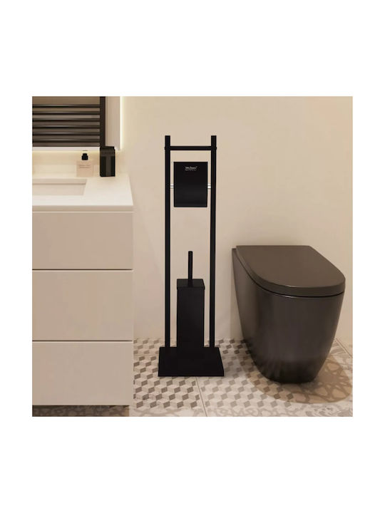Suport Hârtie Igienică + Perie Neagră Inter Ceramic 3811mb