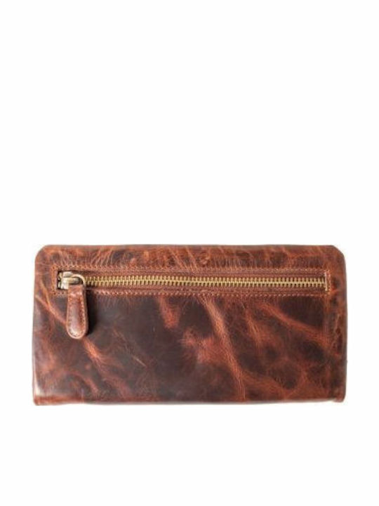 Kouros Leder Damenbrieftasche Groß Braun Carara