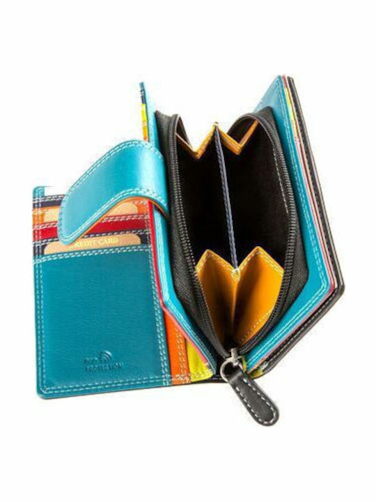 Kouros Leder Damenbrieftasche Groß RFID Schwarz Mehrfarbig