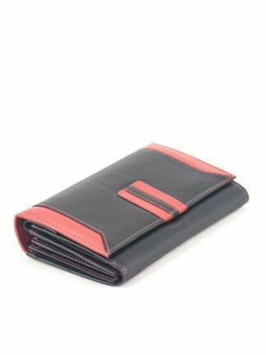 Kouros Leder Damenbrieftasche Damenbrieftasche 4759 Schwarz Rot