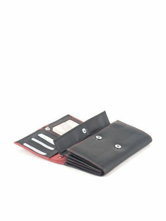 Kouros Leather Women's Wallet 4759 Black Red