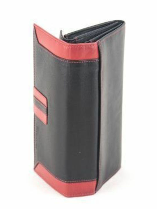 Kouros Leather Women's Wallet 4759 Black Red