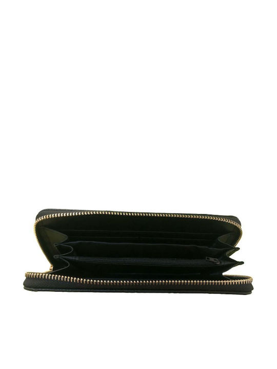 Damenbrieftasche Schwarz Gold Reißverschluss Pu Künstliches Leder
