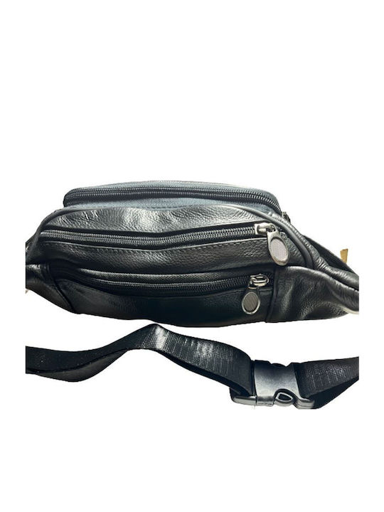 Leather Men's Bum Bag Annie Leather Black 6 Compartments