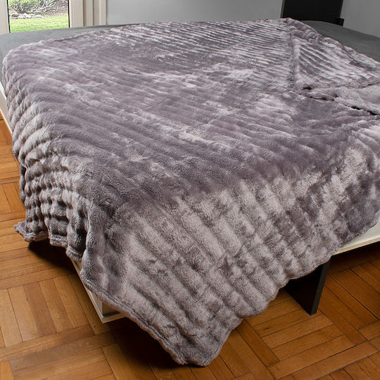 Dimcol Κουβέρτα Fleece Grey 160x220εκ.