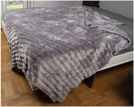 Dimcol Κουβέρτα Fleece Grey 160x220εκ.