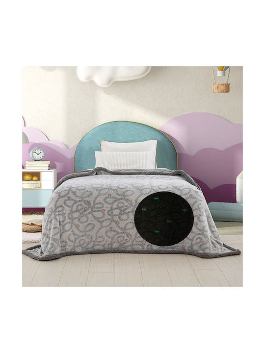 Palamaiki Κουβέρτα Fleece Luminous Trip Φωσφορίζουσα Γκρι 160x220εκ.