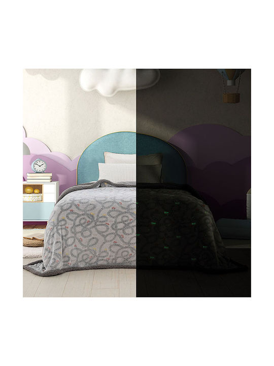 Palamaiki Κουβέρτα Fleece Luminous Trip Φωσφορίζουσα Γκρι 160x220εκ.