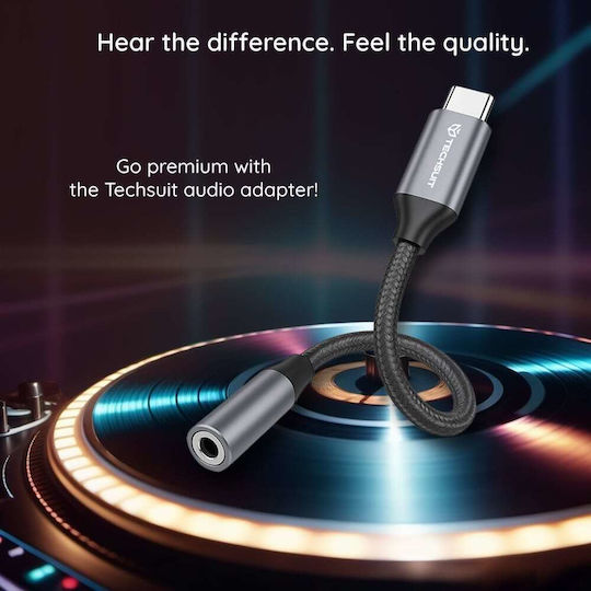 Techsuit Ac12 Μετατροπέας USB-C male σε 3.5mm female Γκρι 2τμχ