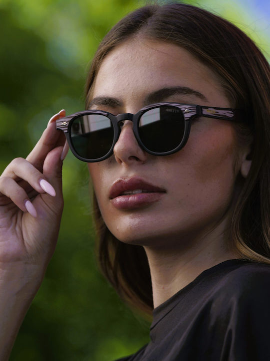 Unisex Sunglasses with Horn-Rimmed Frame Leopard Pattern/Black