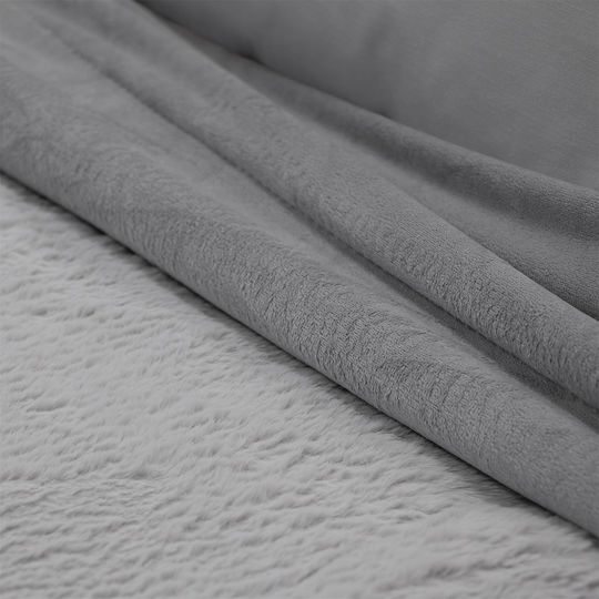 Lino Home Κουβέρτα Βελουτέ Grey 150x200εκ.