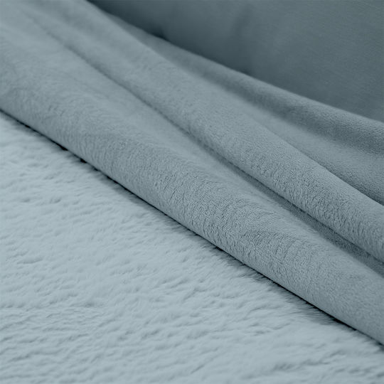 Lino Home Κουβέρτα Βελουτέ Petrol 150x200εκ.