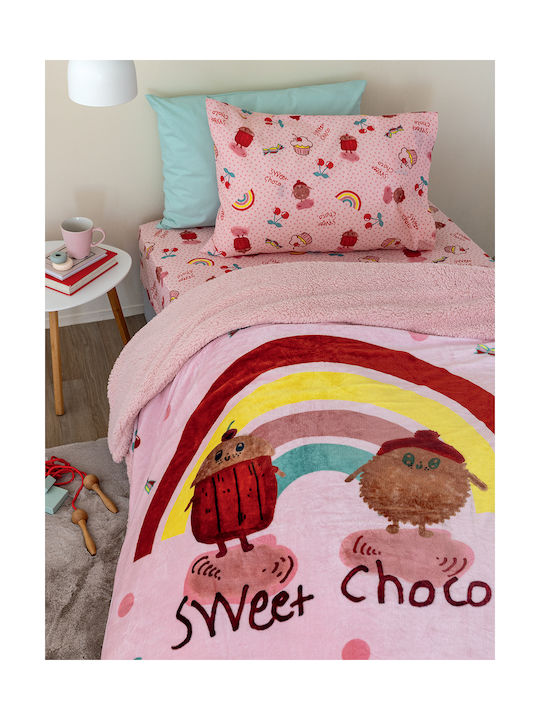 Palamaiki Κουβέρτα Fleece Ροζ 220x160εκ.
