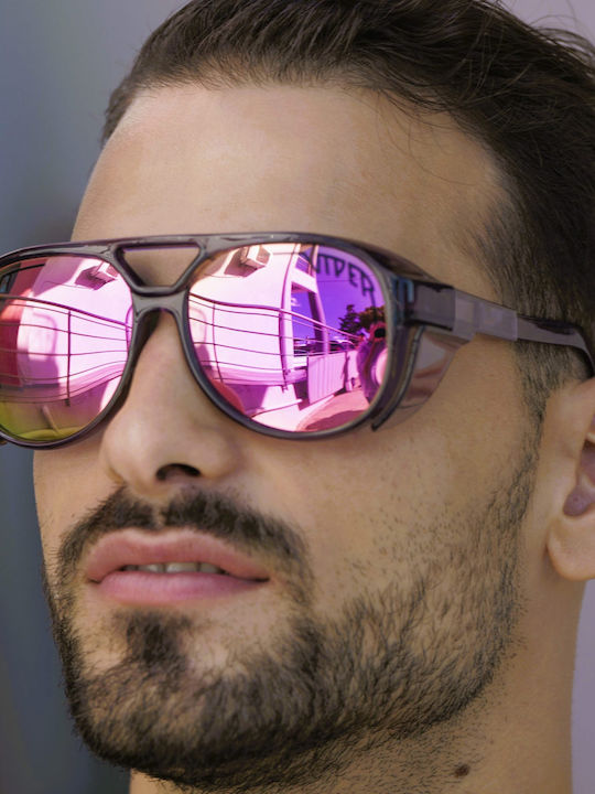 Ghetto Unisex Sunglasses with Purple Frame and Purple Mirror Lens HS3102