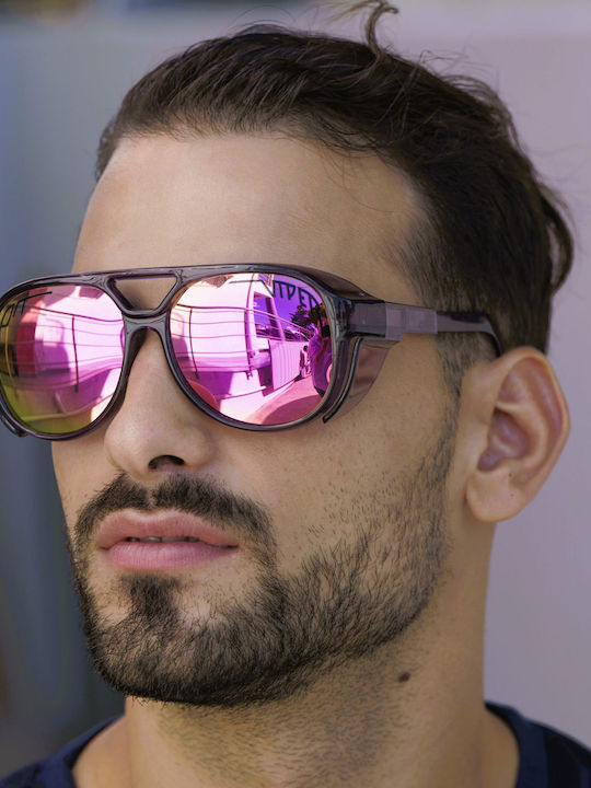 Ghetto Unisex Sunglasses with Purple Frame and Purple Mirror Lens HS3102