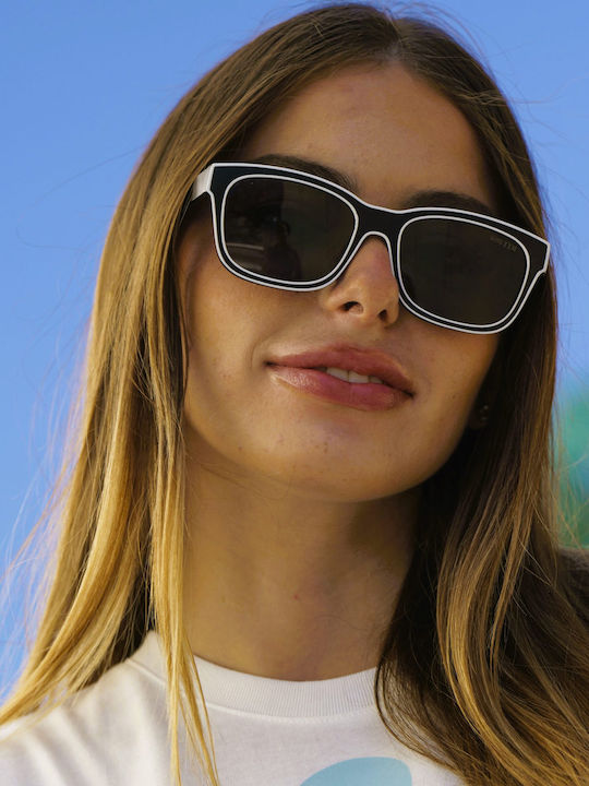 Ghetto Unisex Sunglasses with Black Horn-Rimmed Frame and Black Lens