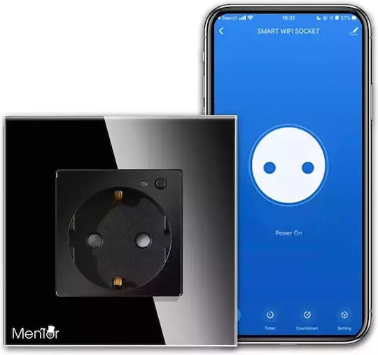 Single Mortice Πρίζα Ρεύματος Wi-Fi Neagră 1buc