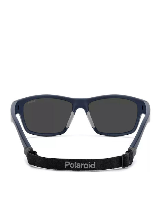 Polaroid Men's Sunglasses with Blue Frame and Grey Polarized Lens PLD7037/S FLL/M9