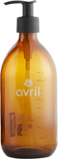 Avril Refillable Amber Glass Bottle Επαναγεμιζόμενο Κεχριμπαρένιο Γυάλινο Μπουκάλι 500ml