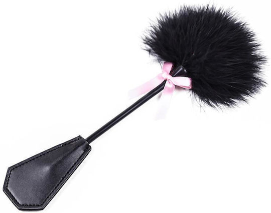 Fetish Addict Feather Tickler + & Paddle Black 29cm Ραβδι Πουπουλα Μαυρο