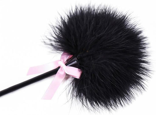 Fetish Addict Feather Tickler + & Paddle Black 29cm Ραβδι Πουπουλα Μαυρο